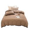 Juego de Cama Francés Clase A de Algodón Puro Lavado de Cuatro Piezas Hilo de Doble Capa Dormitorio Completo Elegante Funda de Edredón Sábanas y Sábanas Ajustables