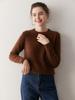 Suéter de Cachemira Grueso de Doble Hilo para Mujer Cuello Redondo Ropa Interior Otoño e Invierno Nuevo Jersey de Punto de Manga Larga Estilo Casual Diario