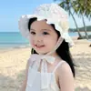 Chapéu de Bebê Verão Malha Fina Respirável Chapéu de Pescador para Meninas Laço de Princesa Proteção Solar Chapéu Bucket Primavera