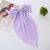 Grampo de Cabelo com Laço Estilo Hepburn Três Camadas Oversized Estilo Coreano Cetim Elegante Presilha de Primavera Acessório de Cabelo Fofo Versátil Acessório de Cabeça
