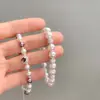 Pulsera de Perla Sirena Rosa Arándano Circonita Microincrustada Cubo de Azúcar Morado Deslumbrante Pulsera de Cordón Pulsera Versátil de Lujo Ligero