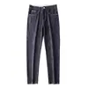 Jeans de Marca de Moda para Hombre Pantalones Tobilleros Delgados Elásticos Estampados Negros Estilo Coreano Ajustados Pierna Estrecha Pantalones Casuales de Moda para Hombre