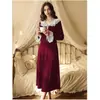 Vestido Negro de Una Pieza Transfronterizo, Vestido de Punto con Encaje Empalmado Estilo Francés, Nuevo Estilo Otoño e Invierno para Mujer, Elegante Vestido Largo de Cola de Pez