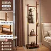 Perchero de Madera Maciza de Pie para Dormitorio Uso en Casa Color Nogal Madera de Caucho Multifuncional Con Ruedas Móvil Almacenamiento Perchero para Colgar Ropa