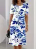 Vestido de Verano 2026 Nuevo Transfronterizo Estampado 3D para Mujer, Vestido de Corte A de Manga Corta, Moda Casual Elegante Vestido Estampado