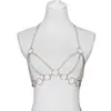 Europa y Estados Unidos cadena de pecho de metal personalizada de venta caliente transfronteriza accesorios para mujer discoteca fiesta bikini sexy de tres puntos cadena corporal