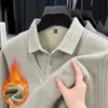 Nuevo Suéter de Invierno y Otoño para Hombre, Engrosado, Holgado, de Terciopelo de Zorro de Nieve, para Hombres de Mediana Edad y Mayores, Cuello Solapa, Falso Dos Piezas, Forro Polar