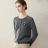 Cárdigan 100% cachemir, cuello redondo para mujer, suéter de punto jacquard de panda de dibujos animados, prenda exterior versátil y cálida