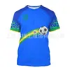 Camiseta Masculina da Seleção Brasileira com Design da Bandeira Nacional, Camisa do Time de Futebol, Gola Redonda, Manga Curta Estampada, Absorvente de Suor