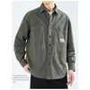 Chaqueta de Trabajo para Hombre, Estilo Primavera y Otoño, Cárdigan Holgado Retro Estilo Americano, Top Casual, Camisa Lisa de Hombre con Cuello de Solapa