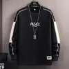 Moletom Bordado Masculino Japonês Simples Versátil Outono Inverno Marca Tendência Masculina Solto Gola Redonda Manga Longa Camisa