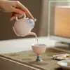 Tetera Cerámica Azul y Blanca Pintada a Mano Estilo Dinastías Tang y Song de Alta Calidad para el Hogar con Filtro de Agujero de Bola y Asa
