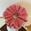 Design de Nicho Francês Feito à Mão para Meninas Verão Fofo Headwear Xadrez de Quatro Camadas Renda de Algodão Anel de Cabelo Intestinal Oversized