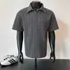 Camisa Polo Estilo Americano de Calle con Patrón de Espina de Pescado, Camiseta de Verano para Hombre de Manga Corta, Corte Holgado, Top Elegante y Fresco