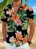 Camisa masculina leve e respirável de manga curta com estampa floral para comércio exterior transfronteiriço, camisa casual com elasticidade em quatro direções, direto da fábrica
