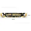 Amazon Preto Dourado Cenário de Aniversário Faixa de Festa Banner de Festa ao Ar Livre Decoração de Festa de Feliz Aniversário Bandeira de Atmosfera