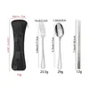 Amazon Pratos Portáteis Aço Inoxidável Colher Garfo Colher Garfo de Estudante Hashi Faca de Viagem Camping Garfo Colher Conjunto