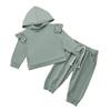 Ropa nueva para niños de Ins, explosiones europeas y americanas, los más vendidos de Amazon, suéter de color liso, pantalones de manga volante, traje de dos piezas, venta al por mayor
