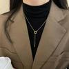 Corrente de Suéter Longo Outono e Inverno com Toque de Luxo, Versátil Estilo Ins Luxo Leve Nicho Colar Pingente Dupla Camada