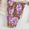 Xinsi 2025 Nuevo Traje de Baño Sexy Transfronterizo para Mujer Estilo Europeo y Americano Estampado de Leopardo Flores Bikini Triángulo para Mujer