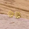 Nuevos Productos Transfronterizos de Comercio Exterior: Pendientes Minimalistas de Acero Inoxidable con Diseño de Flor, Palmera y Corona Estilo Japonés y Coreano, Al Por Mayor en Stock