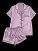 Conjunto de Pijama Curto Europeu e Americano Transfronteiriço com Shorts, Respirável e Fresco, Conjunto de Homewear Duplo Curto Estilo Europeu e Americano Feminino