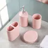 Juego de baño de cerámica de color puro transfronterizo, juego de jabonera, taza y loción para enjuague bucal de hotel americano