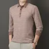 Camiseta de manga larga para hombre de otoño e invierno, hecha de terciopelo alemán, seda de morera y lana de oveja, con cuello camisero, adecuada para primavera y otoño