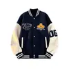 Estilo Americano Street Trendy Bordado Letra Conjunto de Baseball Masculino Ins Solto Manga Longa Manga de Couro Cor Contrastante Jaqueta Casaco Personalizado