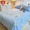 Lençol de Cama de Algodão Lavado Peça Única Capa de Colcha de Verão para Cama de Solteiro Dormitório Estudantil Lençol de Cama de Casal Fronha Conjunto de Três Peças 3