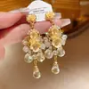 Pendientes de gota con incrustaciones de diamantes transfronterizos europeos y americanos, pendientes de lujo de alta gama, accesorios para orejas de moda de nicho, venta al por mayor desde fabricante de Yiwu