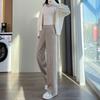 8839 Pantalones de Pierna Ancha con Espiga Estrecha para Mujer, Otoño e Invierno, Forro Polar, Casual, Pierna Recta, Adelgazantes, Banana, Largo hasta el Suelo