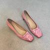 Sapatos Femininos Quadrados Elegantes com Laço, Estilo Primavera e Outono 2026, Rasteirinhas Shallow Slip-On com Salto Bloco, Sapatos Mary Jane
