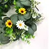 Plantas Artificiais Transfronteiriças Girassóis Margaridinhas Eucalipto Pequenas Coroas Decorações de Suspensão de Plástico Enfeites de Porta Decorações de Hotel