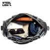 Bolso Cruzado de Hombro para Hombre Steel Lion de Cuero Genuino Piel de Vaca de Primera Capa Gran Capacidad Maletín de Viaje Cruzado