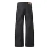 Jeans de Mezclilla Cruda de Pierna Ancha con Bordes de Bolsillo Bordados, Nuevo Estilo de Primavera para Hombres, Pantalones Largos Casuales Sueltos Adelgazantes para Mujeres, Modernos