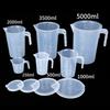 Vaso medidor de plástico con asa, resistente a altas temperaturas, con escala, recipiente medidor transparente para el hogar con tapa