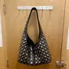 Bolso Cubo de Lujo con Remaches Redondos Incrustados, Estilo Punk de Moda Transfronterizo, Bolso de Hombro para Mujer Europeo y Americano