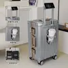 Maleta de Viaje con Ruedas Dobles Selladas y Forrada, Color Gris Avena, Nuevo Estilo, con Portavasos, Venta Directa del Fabricante para Estudiantes