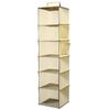Bambu multi-camada guarda-roupa armazenamento pendurar saco lavável dobrável roupas saco de armazenamento classificação pendurado saco de armazenamento