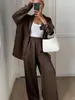 Conjunto informal perezoso de primavera y otoño nuevo, transfronterizo europeo y americano, conjunto de dos piezas de camisa de manga larga y pantalones holgados de algodón y lino