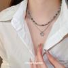 Collar Colgante de Acero Inoxidable con Cuentas de Flor Estilo Europeo y Americano Diseño Único Cadena para Clavícula Cadena de Cuello de Lujo Ligero Gama Alta