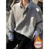 Sudadera con Capucha y Cuello Falso de Dos Piezas para Hombre Otoño Invierno Felpa Plus Marca de Tendencia Holgada Sensación de Alta Gama Camiseta de Manga Larga Pesada Ropa Casual