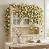 Enredadera de rosas artificial, enredadera de rosas de decoración para el hogar transfronteriza, enredadera de rosas artificial para decoración de arreglos exteriores