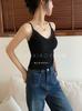 Camisola de Renda Coreana Pura Lust Belo Costas com Bojo Embutido Feminina de Algodão com Fio Efeito Emagrecedor Parte de Baixo Camiseta