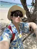 Camisa de Manga Corta Estilo Resort Azul para Niños para Usar en la Playa en Verano Delgada de Seda de Hielo Camisa con Cuello Cubano de Media Manga