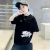 Camiseta de Manga Corta de Algodón Puro para Niños, Estilo Nuevo Verano 2026 para Niños, Camiseta Básica con Estampado de Letras, Top Holgado para Niños Pequeños y Medianos