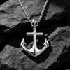 Collar de Ancla de Calavera para Hombre de Estilo Náutico Super Cool Dominante Europeo y Americano, Colgante de Acero de Titanio con Gancho Brillante para Hombre Sp469