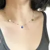 Collar Colgante de Verano Dopamina Colorido con Cuentas para Mujer, Manzana Linda Cuentas Checas Flor Cadena para Clavícula Apilable