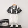 Camisa de Manga Corta y Peto para Niños de Verano Traje Infantil Estilo Hong Kong Ropa Formal Atuendo para Evento del Día del Niño